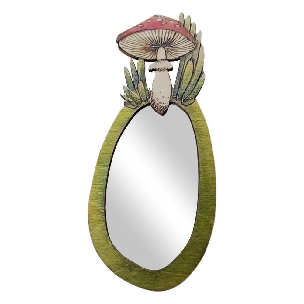 Mushroom Design Mirror - Green and Red 🍄